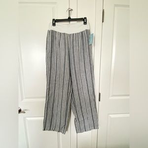 NWT! Coldwater Creek Striped Linen Pull On Pants Sz 10